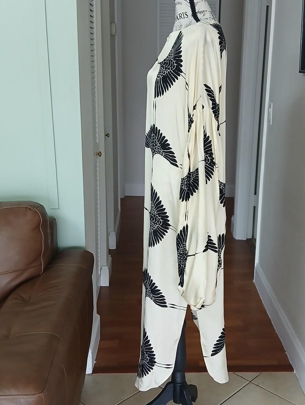 KHAITE Zelma Black & Cream Crane Print Dress - Picture 9 of 16